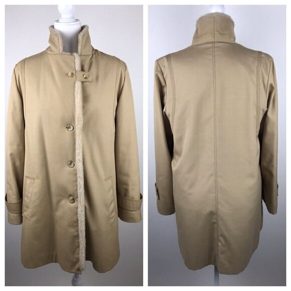 Vintage BONDERS Camel Coat All Seasons Calendar Cloth Faux Fur - Picture 1 of 12